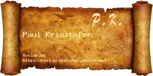 Paul Krisztofer névjegykártya